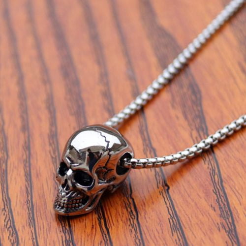 Men's Retro Metal cranial skeleton band Pendant Genuine Leather Choker Necklace Men's Retro Metal cranial skeleton band Pendant Genuine Leather Choker Necklace